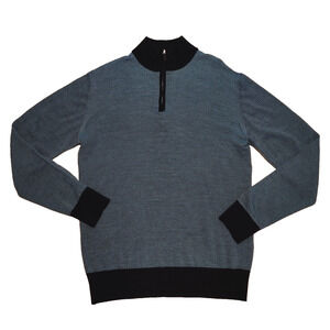 Peter Millar Mens Blue 1/4 Zip Pullover Sweater Sz L Merino Cashmere Silk *Read